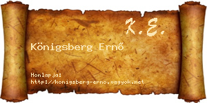Königsberg Ernő névjegykártya